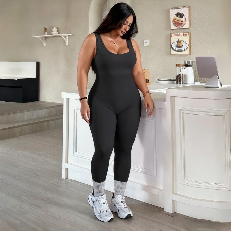 Plus Size Seamless Jumpsuit for Women Elastic Sports Fitness Wear