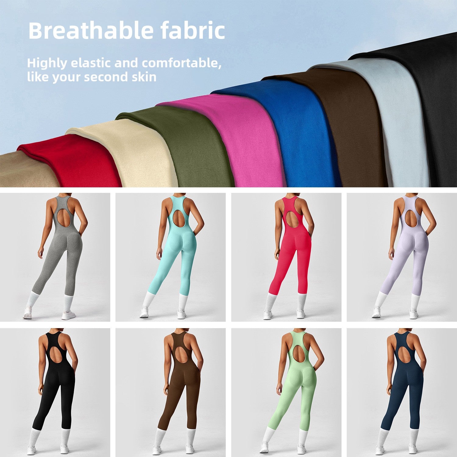 Yoga Suit Hollow Back High Elastic Tight Fit Fitness Suit for Women