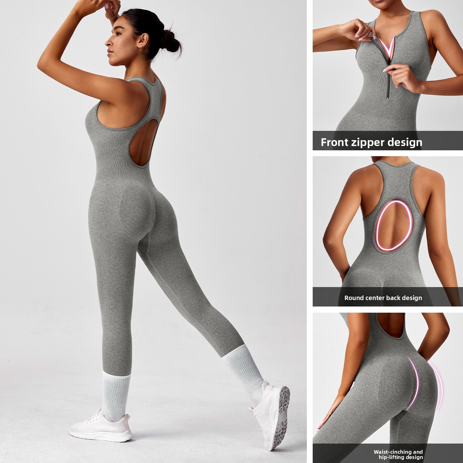 Yoga Suit Hollow Back High Elastic Tight Fit Fitness Suit for Women