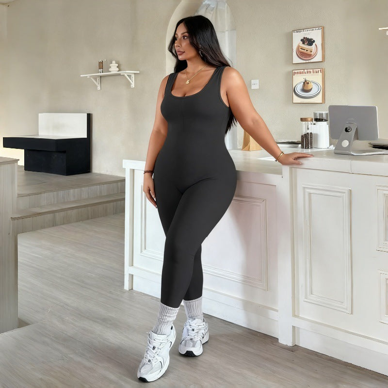 Plus Size Seamless Jumpsuit for Women Elastic Sports Fitness Wear