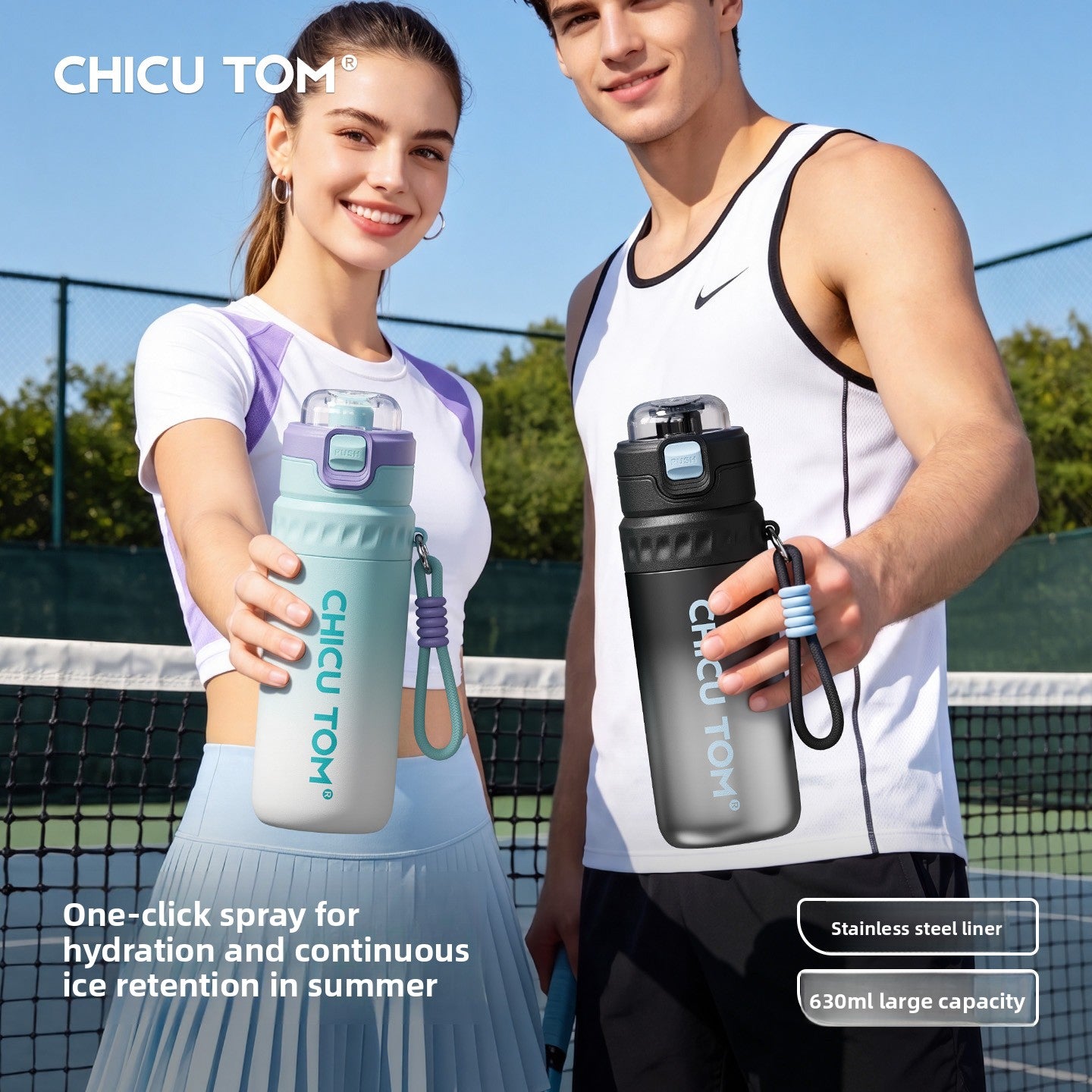 Stainless Steel Thermal Spray Water Bottle