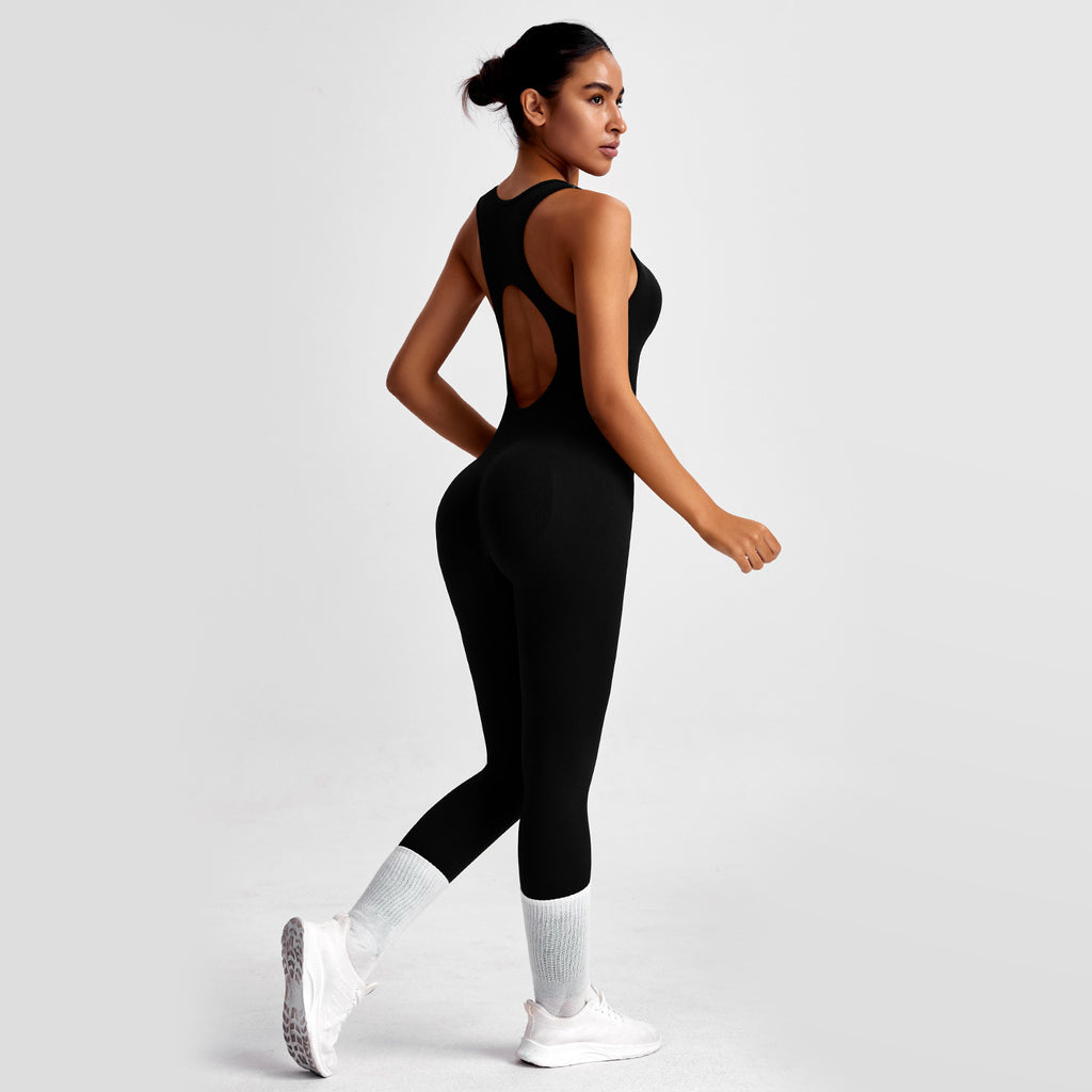 Yoga Suit Hollow Back High Elastic Tight Fit Fitness Suit for Women