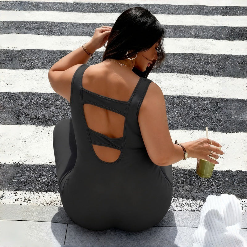 Plus Size Seamless Jumpsuit for Women Elastic Sports Fitness Wear